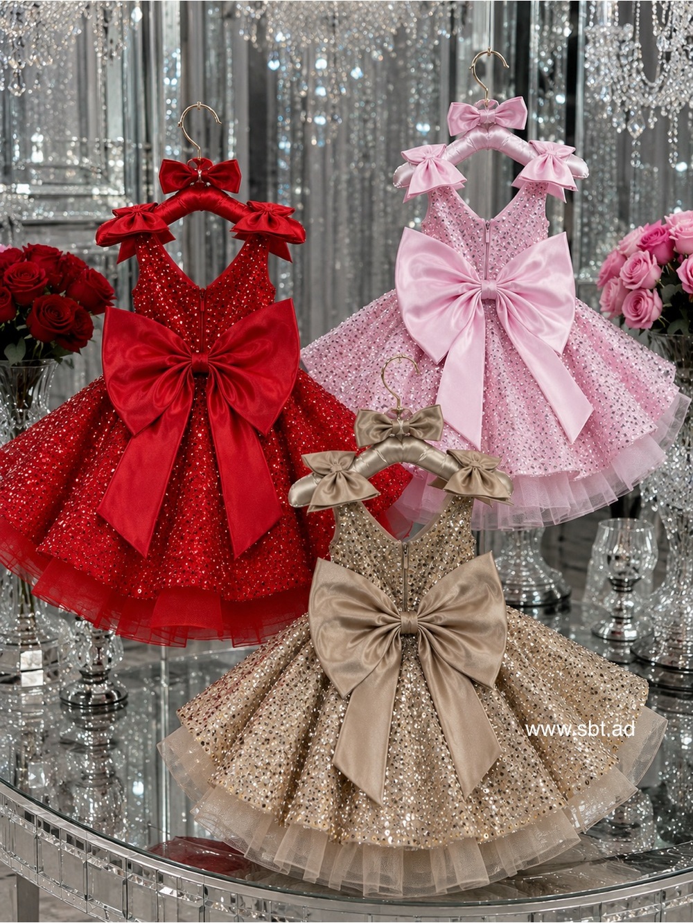 NWT Adorable Baby Girl Formal Dress Sparkling Sequins & Beads Flower Girl Gown - Picture 16 of 16
